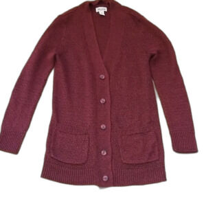Mudd Burgundy Knit Button Front Cardigan Sweater - Women's Size L